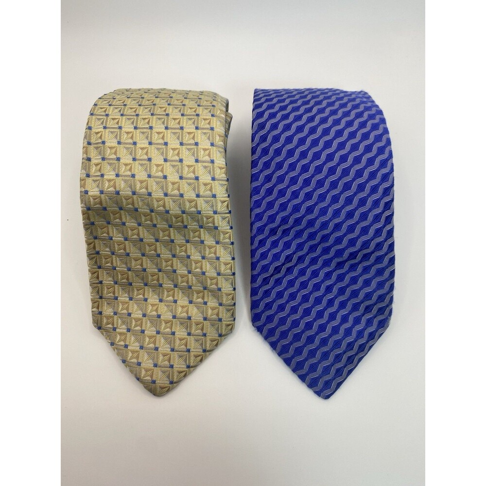 2 ROBERT TALBOTT ESTATE Silk Ties Hand Made in Monterey CA USA -1 Blue, 1 Yellow